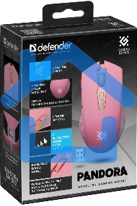 Мышь беспроводная Defender Pandora GM-502 розовый, 3200 dpi, радиоканал, USB, кнопки - 7