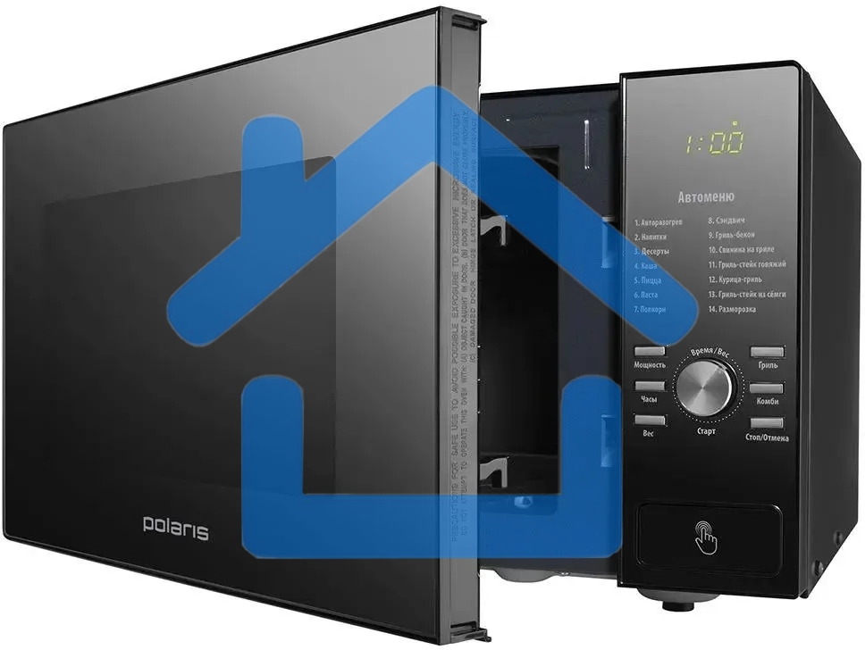 Микроволновая печь Polaris PMO 2303DG черный, 23 л, 1400 Вт, переключатели - кнопки/поворотный механизм