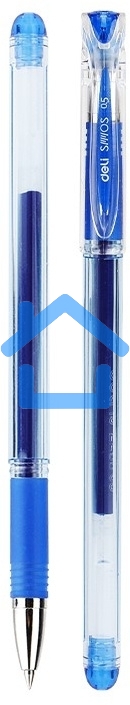 Ручка гелевая Deli Smoos EG85-BL прозрачный, d=0.5мм, синие чернила, 1 стержень, резиновая манжета
