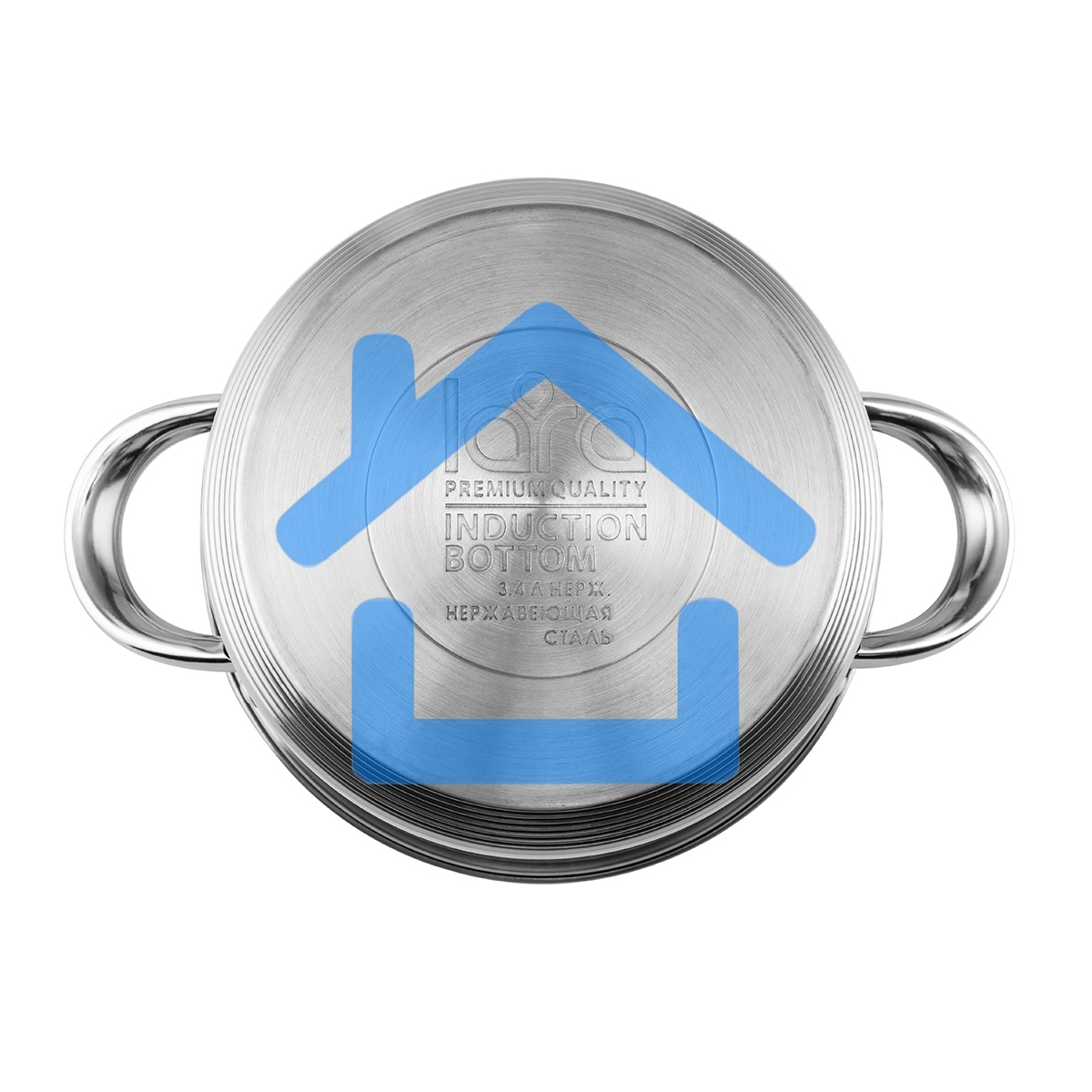 Набор посуды LARA LR02-77 ЧИКАГО, 6 пр. 1,7 л, 3,4 л, 5,9 л, 16 см, 20 см, 24 см, нержавеющая сталь AISI 201, стеклян. крышки