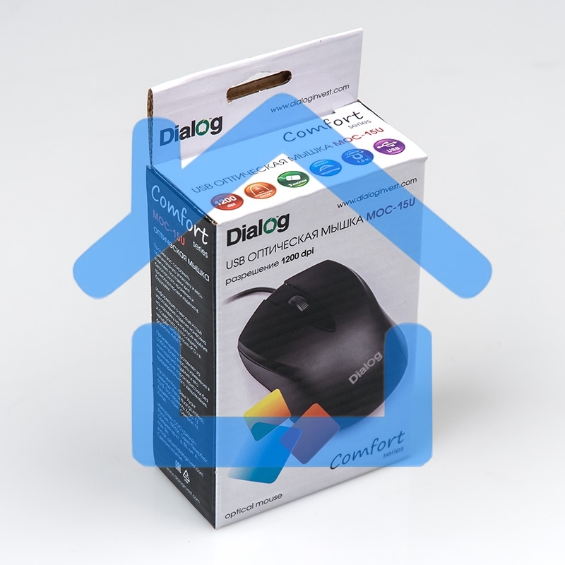 Мышь проводная Dialog Comfort MOС-15U черный, 1200 dpi, USB, кнопки - 3