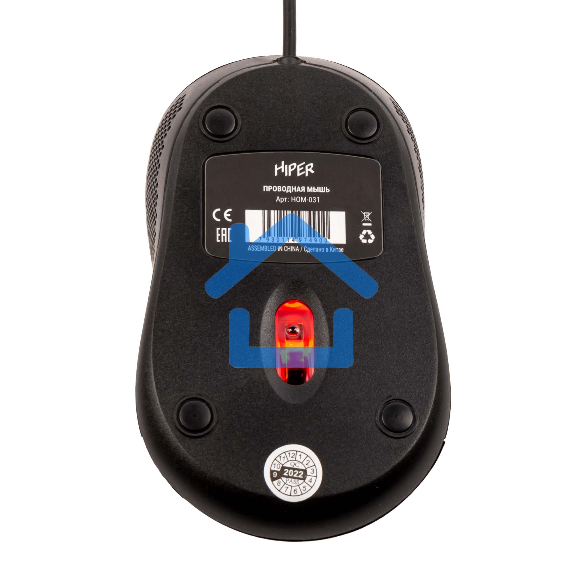 Мышь проводная HIPER HOM-031 черный, 1000 dpi, USB, кнопки - 3