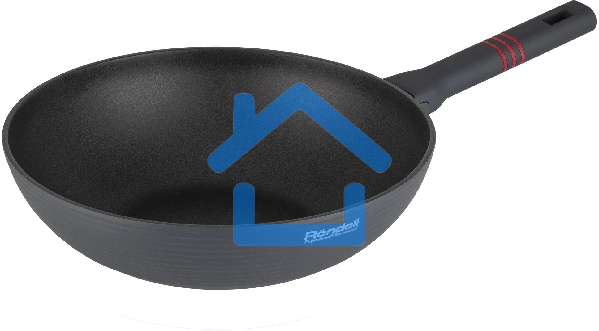 Сковорода ВОК (WOK) Rondell Stripes RDA-1618 круглая 28см покрытие: Xylan Plus ручка несъемная (без крышки) серый