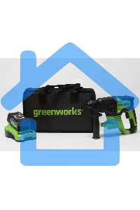 Перфоратор аккумуляторный бесщеточный GreenWorks GD24SDS2 2 ДЖ, 24V, c 1хАКБ 4 Ач и ЗУ в сумке (3803007UB)