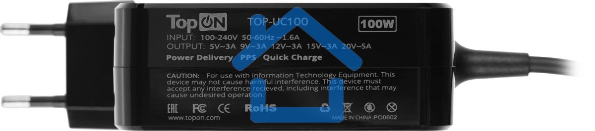 Адаптер TopON TOP-UC100 автоматический 100W 5V-20V 3.0A от бытовой электросети