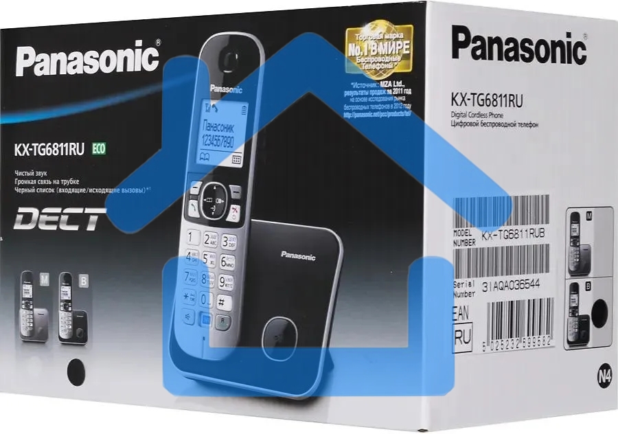 Телефон беспроводной (DECT) Panasonic KX-TG6811RUB черный Беспроводной DECT,40 мелодий,телефонный справочник 120 зап.