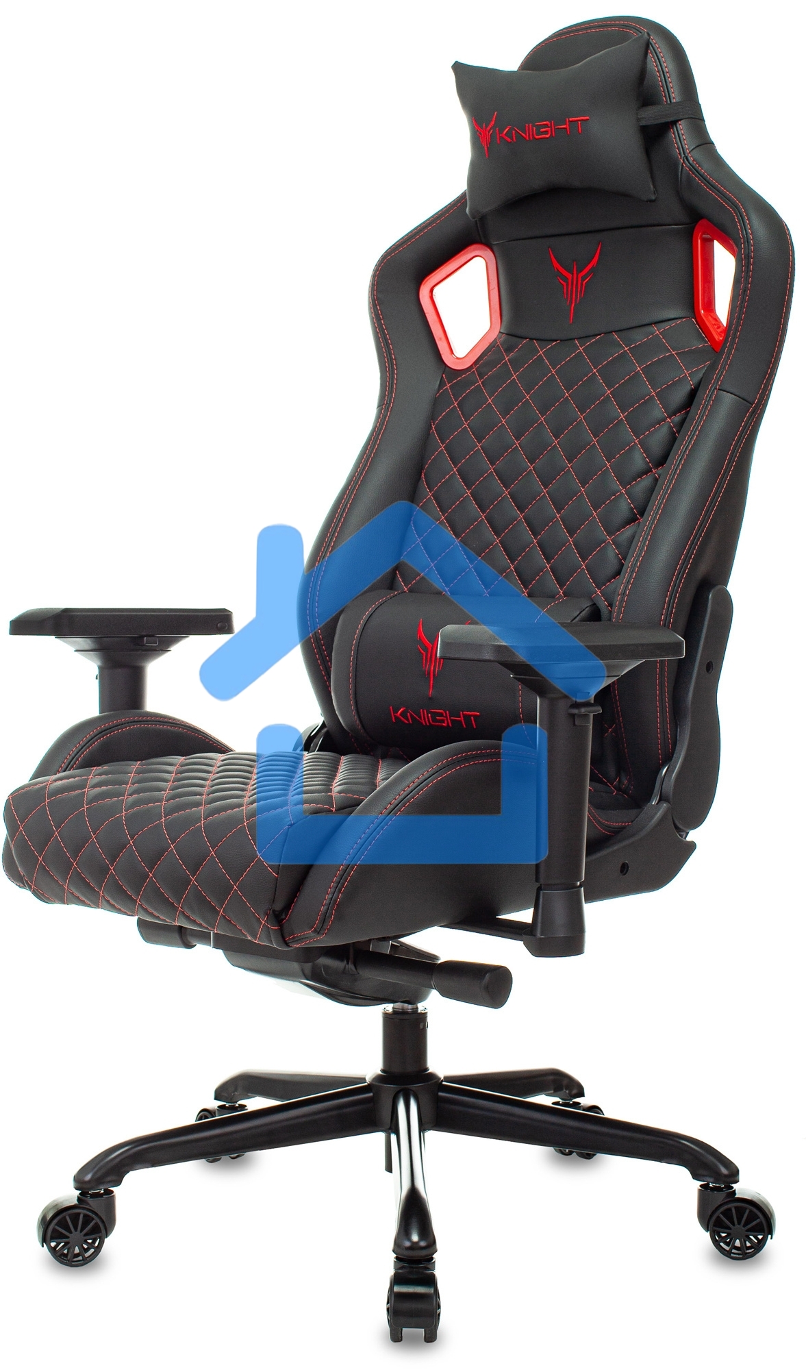 Кресло игровое Knight TITAN черный/красный ромбик эко.кожа с подголов. крестовина металл