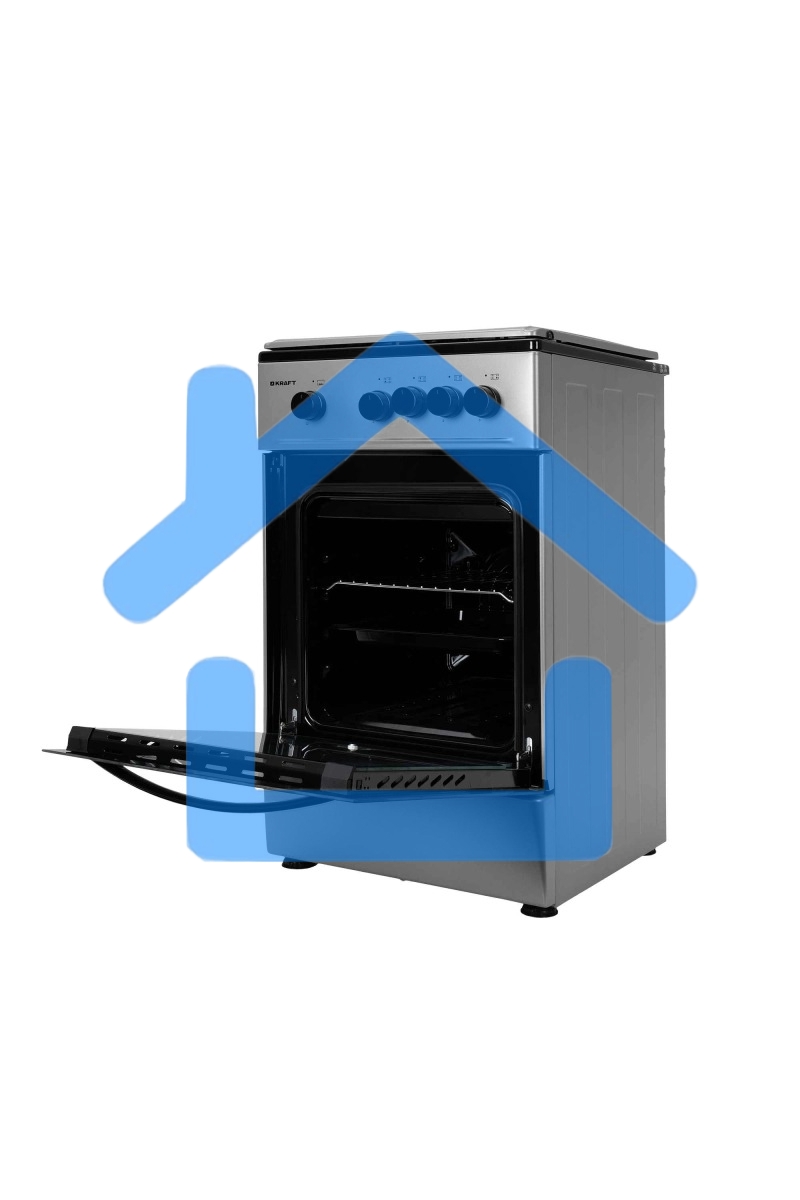 Плита газовая Kraft KF-FSK5301GS серый, конфорок 4 газовых, духовка 58 л, 50 см x 85.5 см x 55.6 см