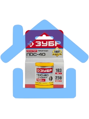 Припой ЗУБР 55451-100-10C ПОС 40 трубка с канифолью 100г 1мм