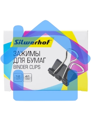 Зажимы Silwerhof 510017 сталь 41мм черный (упаковка: 12шт) картонная коробка