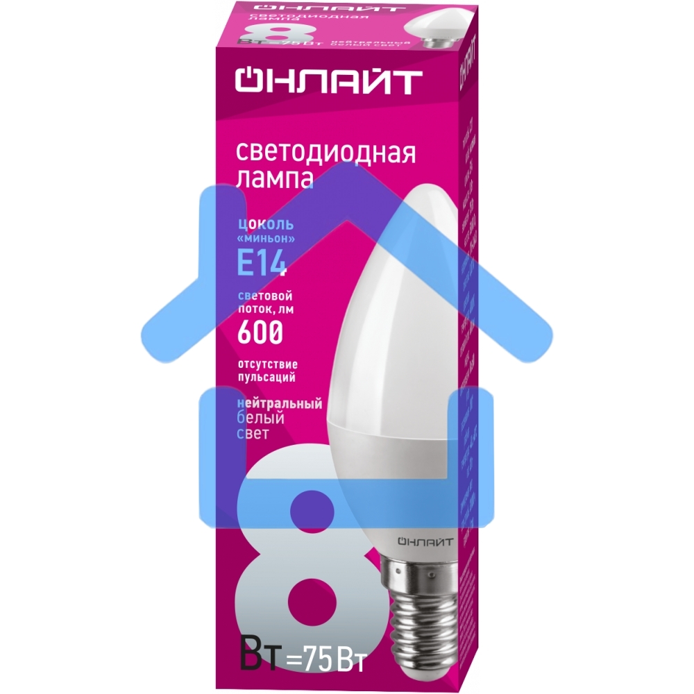 Лампа светодиодная ОНЛАЙТ 71633 OLL-C37-8-230-4K-E14-FR
