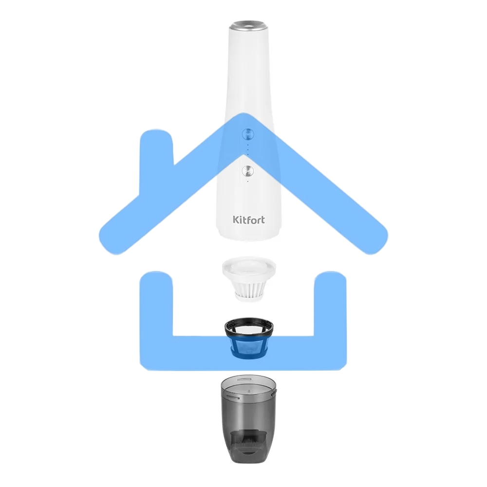 Пылесос ручной Kitfort КТ-5159 белый, питание от аккумулятора, 70 Вт, уборка сухая, пылесборник 0.15 л, работа от АКБ 12 мин.