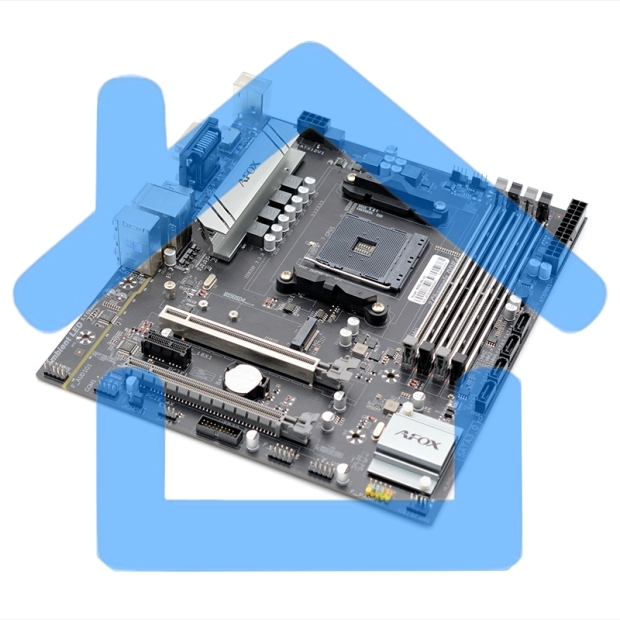 Материнская плата AFOX B550D4-MA5-V2, AM4, AMD B550, 4xDDR4, 4xSATA, 1xM.2, 1xPCIe 4.0 x16, 1xPCIe 4.0 x4, 1xPCIe x1, 1xHDMI, 1xD-Sub, 1xDVI, 1x 1Gb LAN, 4xUSB-A 3.0, 2xUSB 2.0, 3x3.5 мм, 5.1, mATX