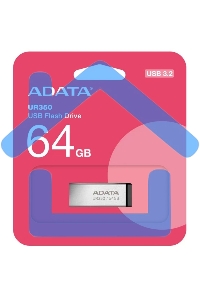Флешка USB ADATA UR350 (UR350-64G-RSR/BK), 64 Gb, USB 3.2, R/W 100/15, серебристый/черный