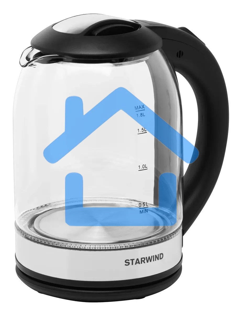 Чайник электрический Starwind SKG2051 1.8л. 1800Вт черный/серебристый (корпус: стекло)