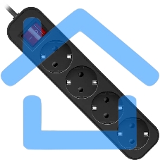 Удлинитель Defender G418 черный, 1.8 м, EURO, 4 розетки, 2200 Вт