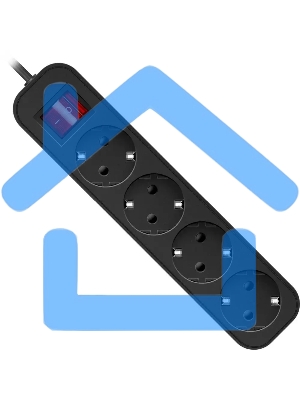 Удлинитель Defender G418 черный, 1.8 м, EURO, 4 розетки, 2200 Вт