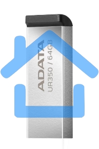 Флешка USB ADATA UR350 (UR350-64G-RSR/BK), 64 Gb, USB 3.2, R/W 100/15, серебристый/черный