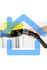 Строительный пылесос Karcher WD 2 Plus S V-15/4/18 желтый, 1000 Вт, уборка сухая/сбор воды, пылесборник мешок/контейнер, 15 л