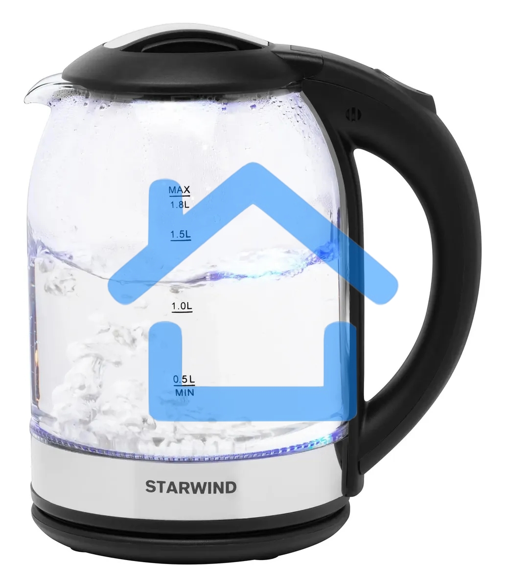 Чайник электрический Starwind SKG2051 1.8л. 1800Вт черный/серебристый (корпус: стекло)