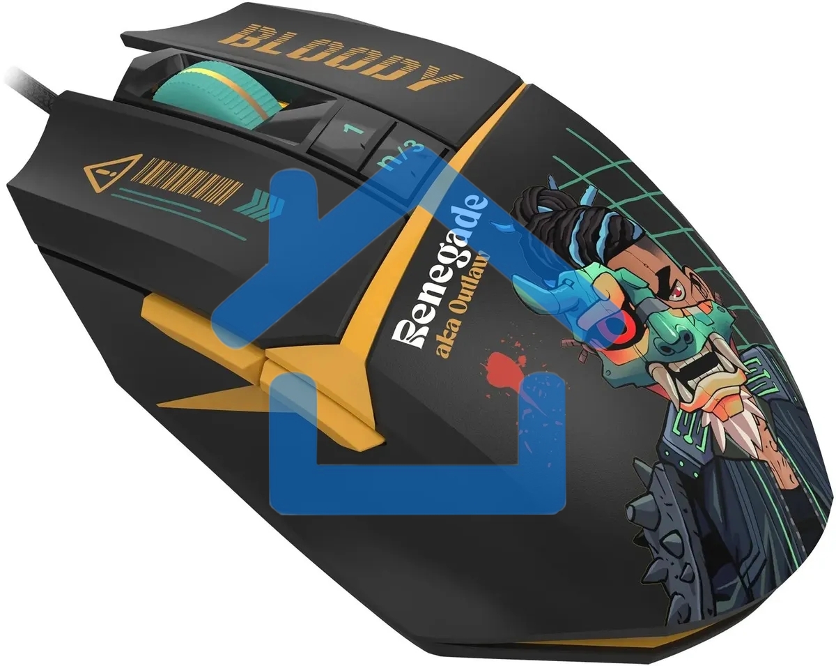 Мышь проводная A4Tech Bloody W63 Max Renegade черный, 12000 dpi, USB, кнопки - 7