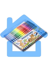 Фломастеры Silwerhof Веселые друзья 7.2мм 125мм, круглый корпус, вентилируемый колпачок, 18 цветов, пакет с европодвесом