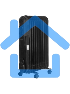 Обогреватель масляный Ресанта ОМПТ-12НЧ (11 секций) черный, 2500 Вт, 30 м2, термостат 67/3/15