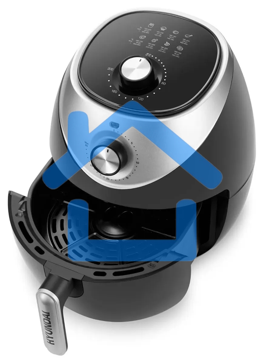 Аэрогриль Hyundai HYF-3456 1500Вт черный/серебристый