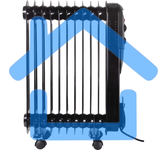 Обогреватель масляный Ресанта ОМПТ-12НЧ (11 секций) черный, 2500 Вт, 30 м2, термостат 67/3/15