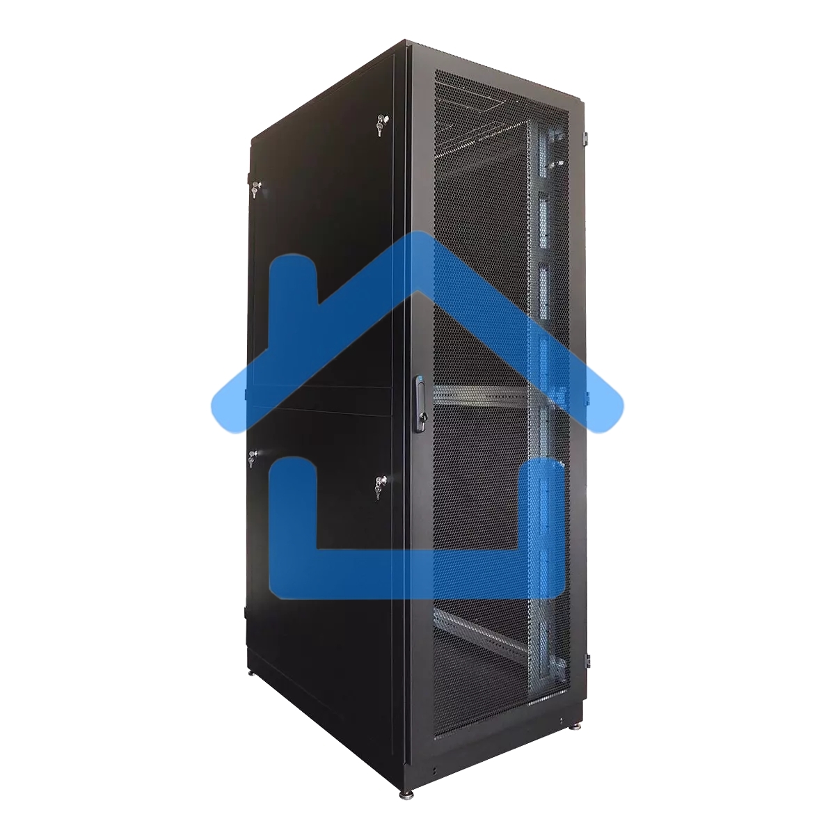 Шкаф серверный напольный 42U (800 1200) двойные перфорированные двери 2 шт., черный