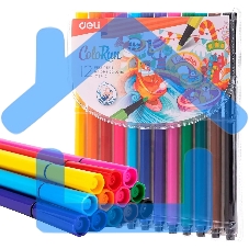 Фломастеры Deli EC157-12 12 цветов, пакет с европодвесом