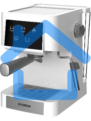 Кофеварка рожковая Hyundai HEM-3203 белый/серебристый, исп. кофе - молотый, 1.5 л, 1000 Вт, 20 бар