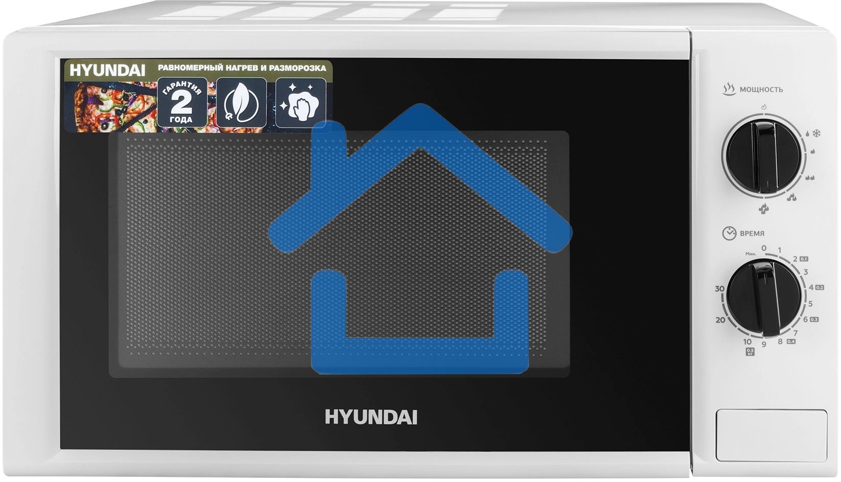 Микроволновая печь Hyundai HYM-M2048 белый, 20 л, 700 Вт, переключатели - поворотный механизм