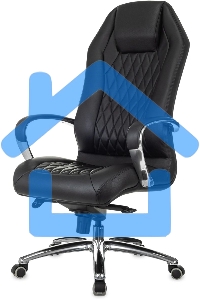 Кресло руководителя Бюрократ _Aura/Black черный, кожа, крестовина полированный алюминий