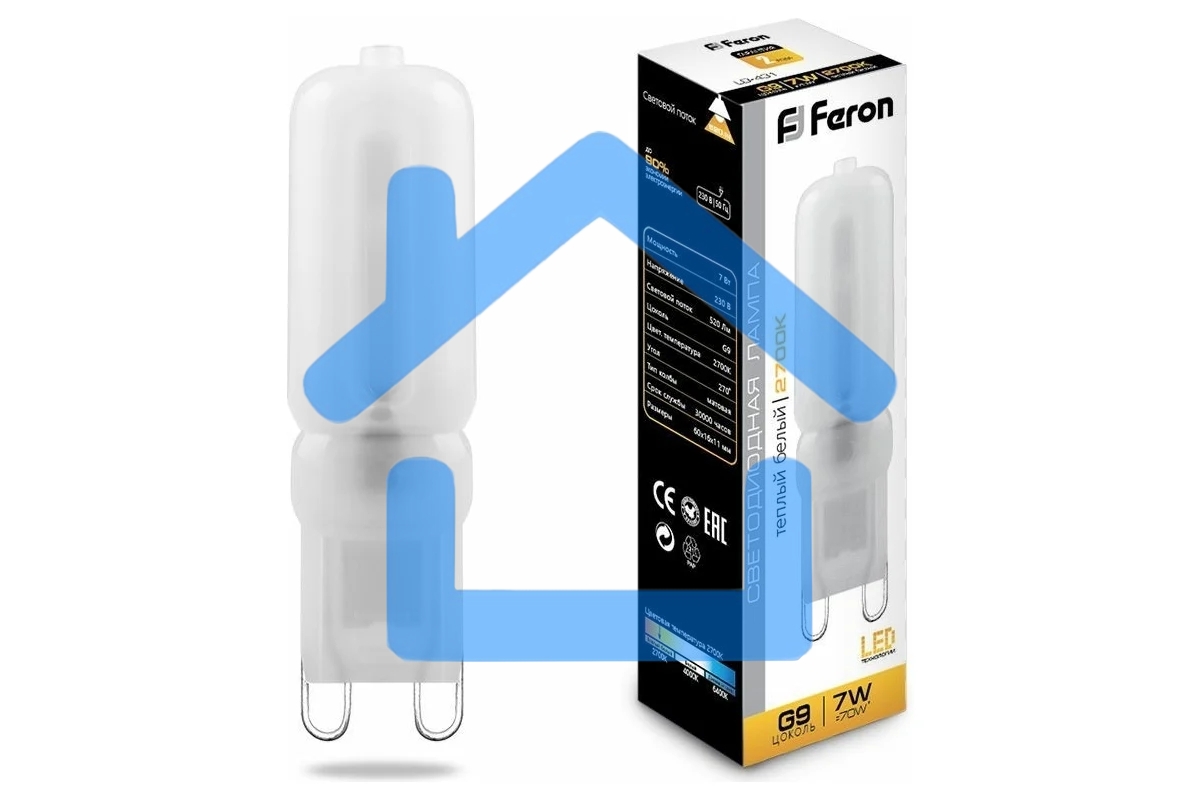 Лампа светодиодная FERON LB-431 (25755) 7W 230V G9 2700K