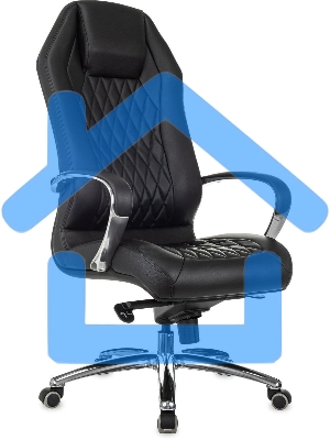 Кресло руководителя Бюрократ _Aura/Black черный, кожа, крестовина полированный алюминий