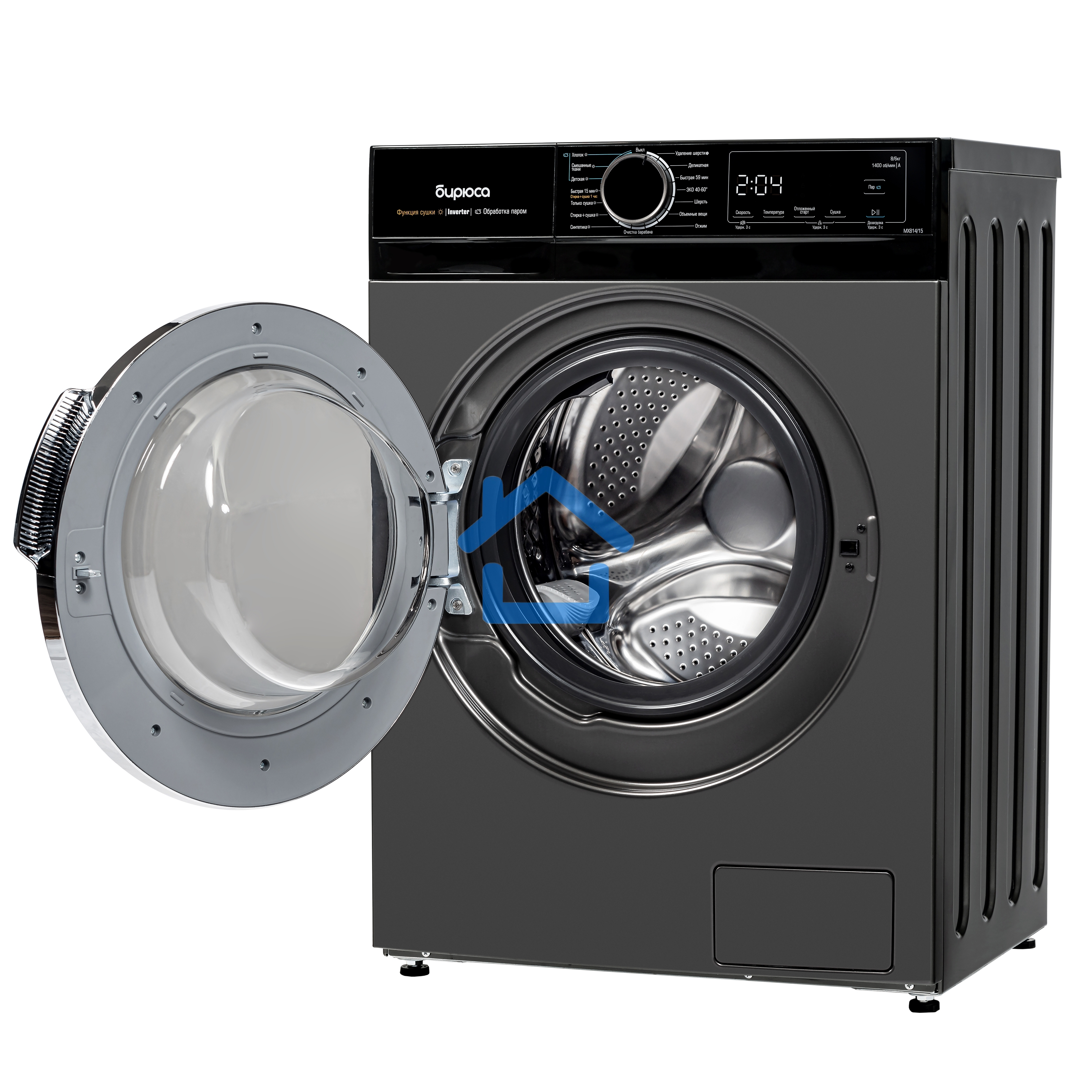 Стиральная машина Бирюса WMD-MX814/15 DM черная, загрузка фронтальная 8кг, 1400 об/мин., класс: A