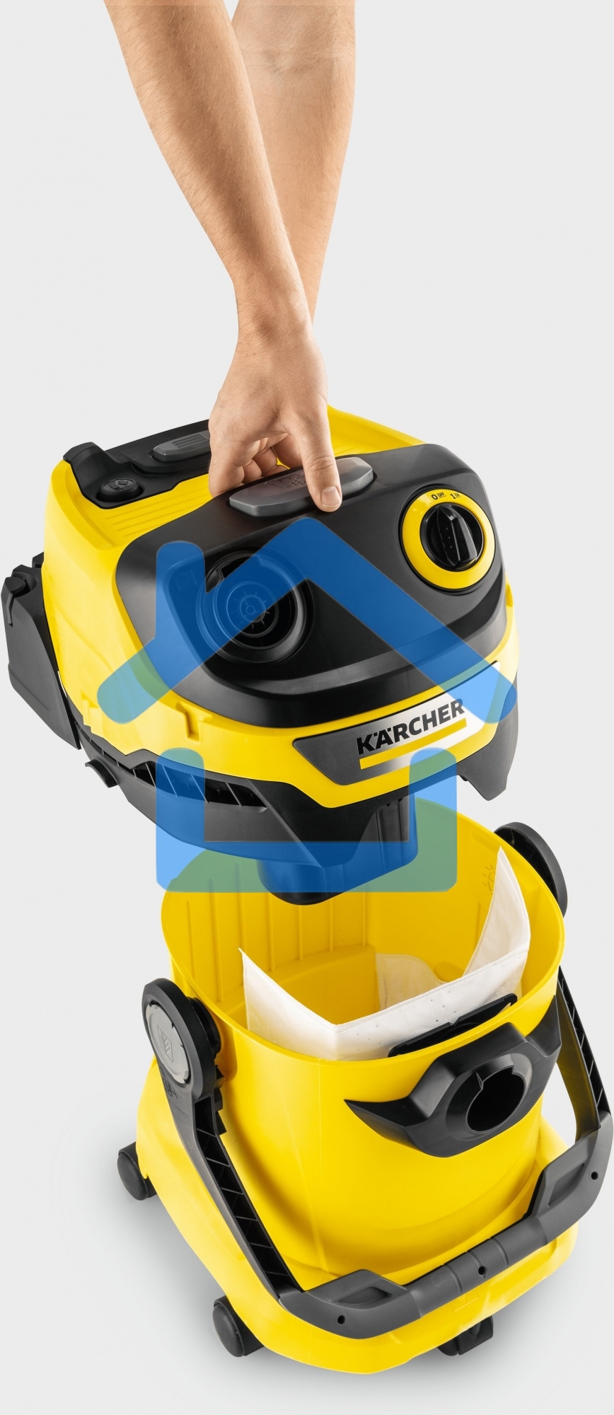 Строительный пылесос Karcher WD 5 V-25/5/22 желтый, 1100 Вт, уборка сухая/сбор воды, пылесборник мешок/контейнер, 25 л