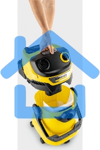 Строительный пылесос Karcher WD 5 V-25/5/22 желтый, 1100 Вт, уборка сухая/сбор воды, пылесборник мешок/контейнер, 25 л