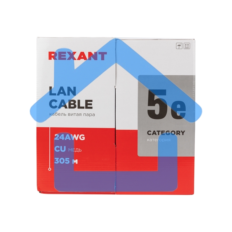 Кабель витая пара Rexant U/UTP, категория 5e, ZH нг(А)-HF, 4PR, 24AWG, внешний, черный, 305 м
