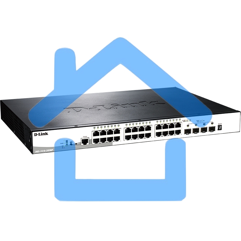 Управляемый стекируемый коммутатор D-Link DGS-1510-28XMP/A1A SmartPro с 24 портами 10/100/1000Base-T с поддержкой РоЕ и 4 портами 10G Base-X SFP+