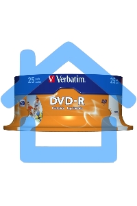 Диск DVD-R Verbatim 4.7Gb 16x Cake Box (25шт) Printable (43538)