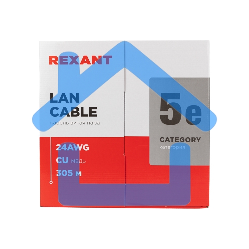 Кабель витая пара Rexant LIGHT U/UTP, категория 5e, ZH нг(А)-HF, 4PR, 24AWG, внутренний, серый, 305 м