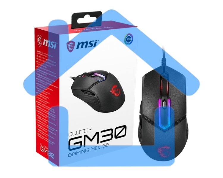 Мышь проводная MSI Clutch GM30 черный, 6200 dpi, USB, кнопки - 6