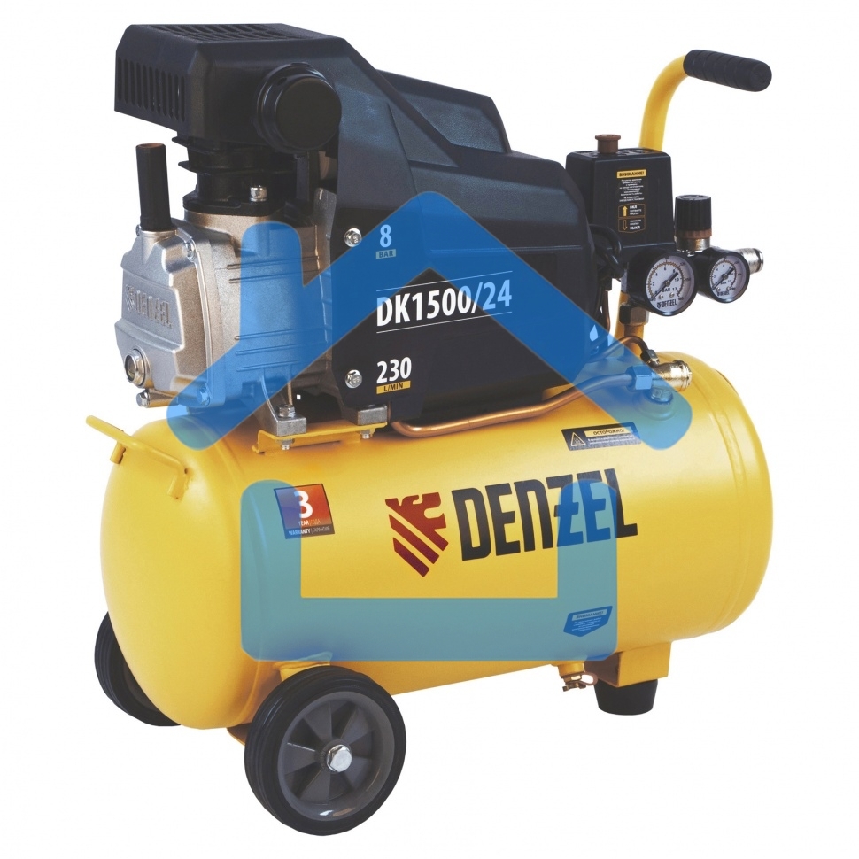 Компрессор Denzel воздушный DK1500/24,Х-PRO 1,5 кВт, 230 л/мин, 24 л 58063
