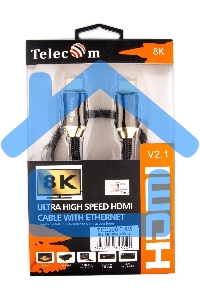 Кабель HDMI 19M/M,ver. 2.1, 8K@60 Hz 0.5m метал разъемы, нейлоновая оплетка Telecom <TCG300-0.5M> Кабель HDMI 19M/M,ver. 2.1, 8K@60 Hz 0.5m метал разъемы, нейлоновая оплетка Telecom