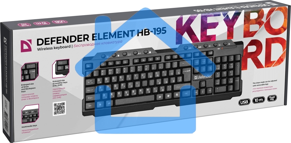 Клавиатура Defender Element HB-195 RU беспроводная USB черный