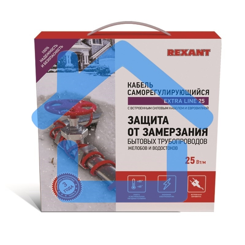 Греющий саморегулирующийся кабель на трубу Extra Line 25MSR-PB 8M (8м/200Вт) Rexant