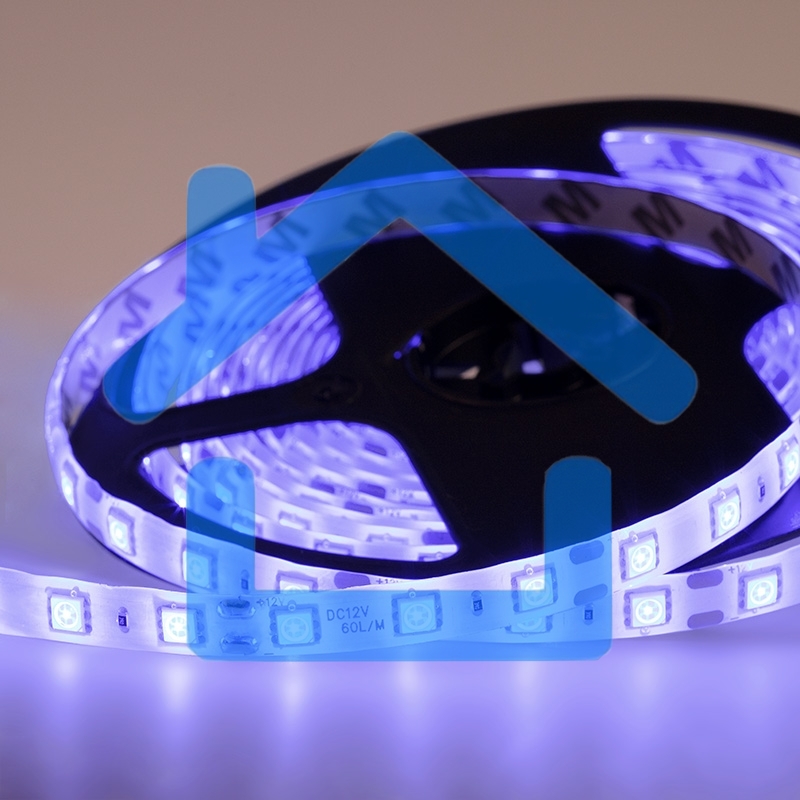 Лента LED силикон, 10 мм, IP65, SMD 5050, 60 LED/m, 12 V, цвет свечения синий
