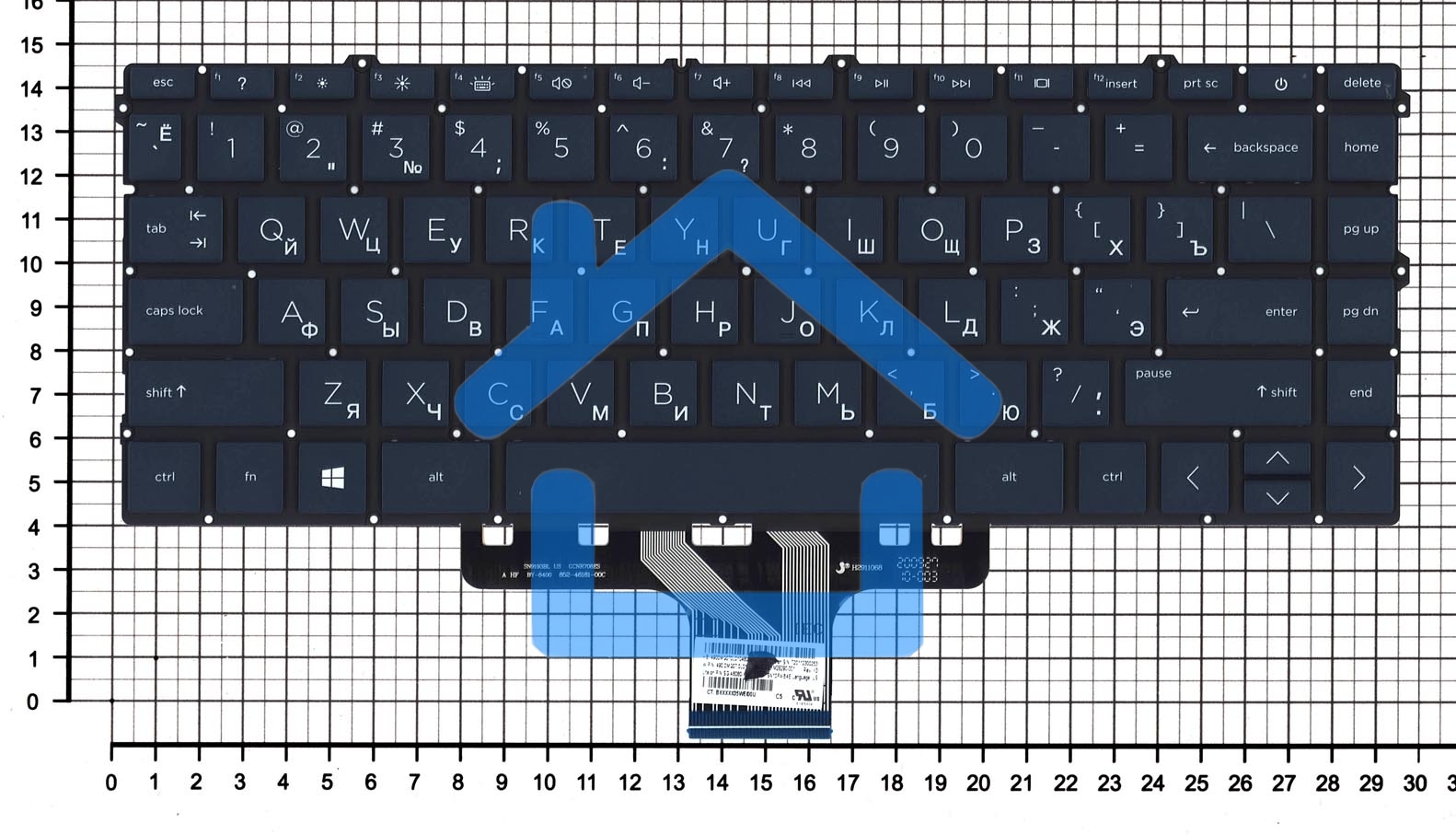 Клавиатура для ноутбука HP Pavilion 14-DV 14-DW синяя